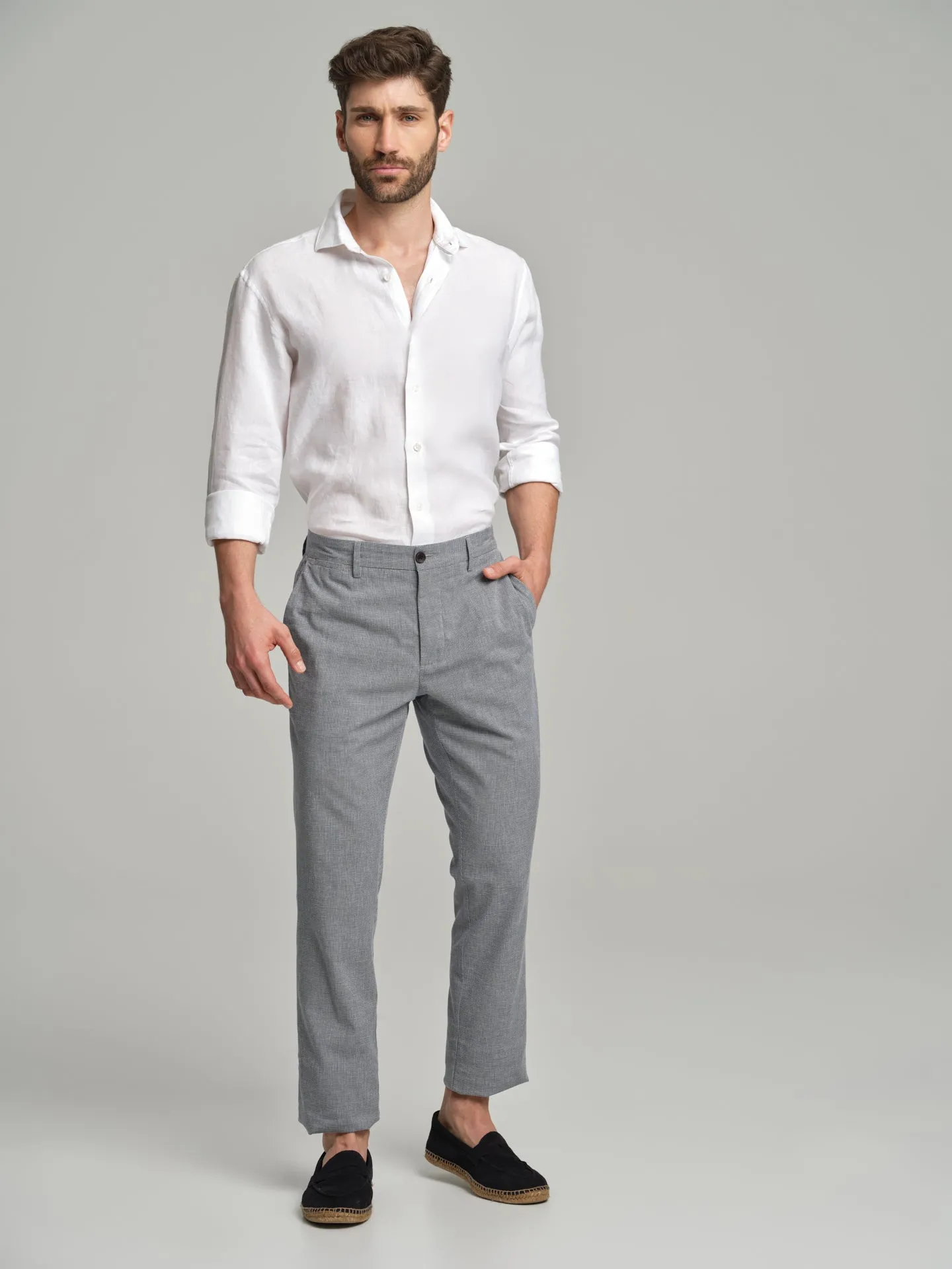 Havana Collection pied-de-poule chino trousers