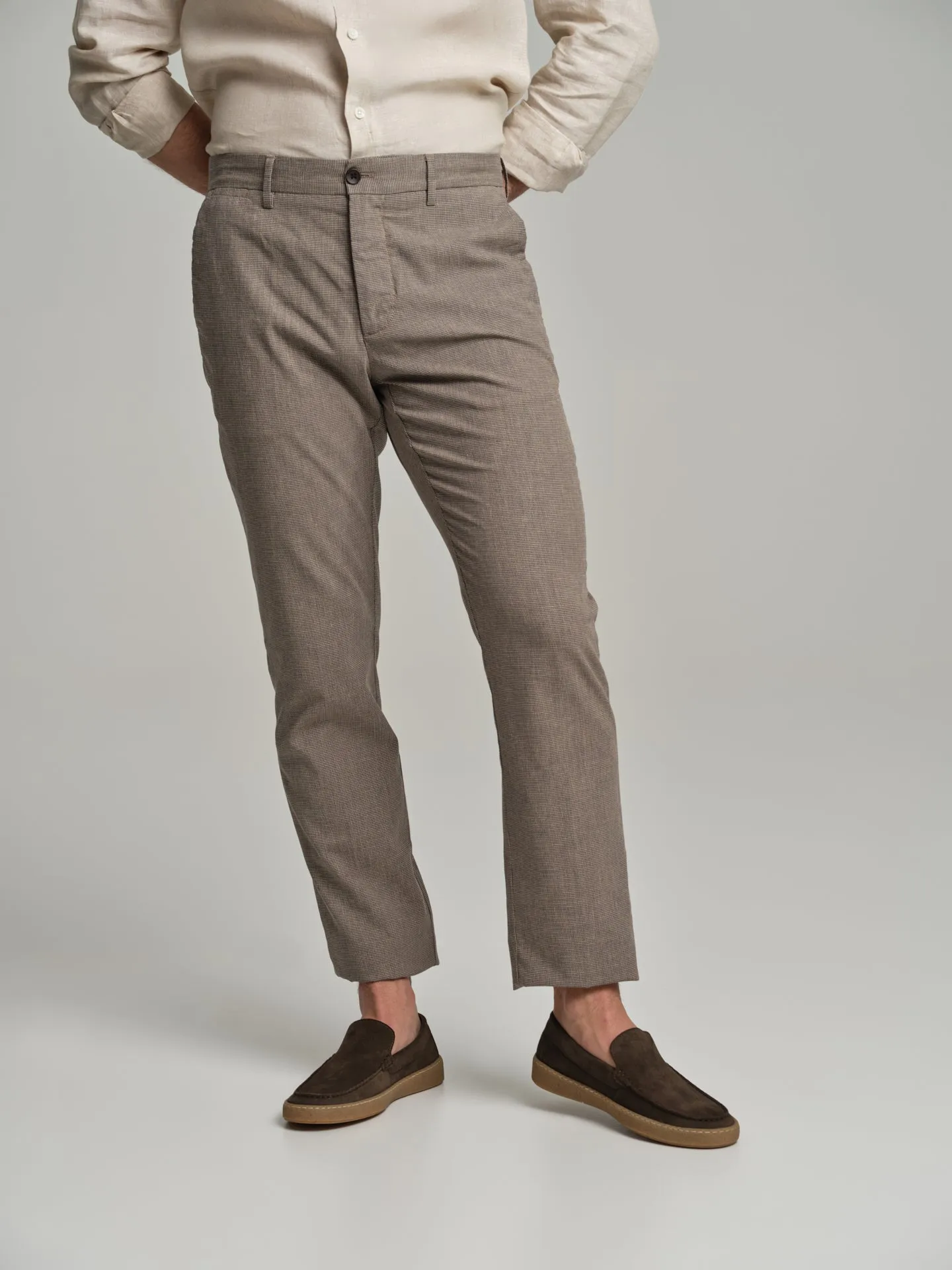 Havana Collection pied-de-poule chino trousers