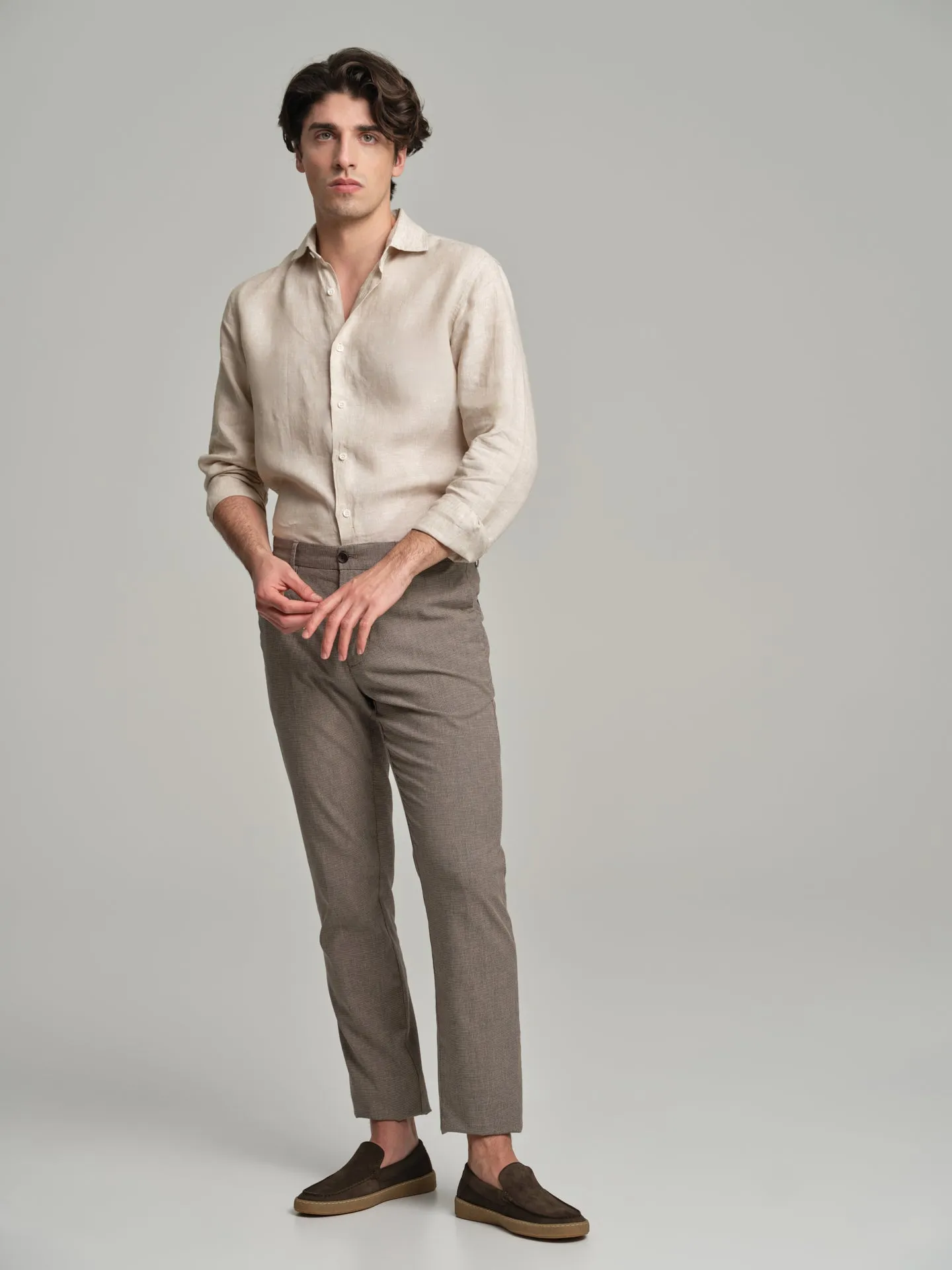 Havana Collection pied-de-poule chino trousers