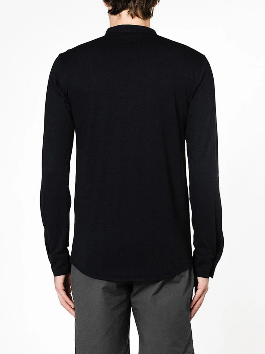 Henley Supima Cotton Long Sleeve T-shirt Navy Blue