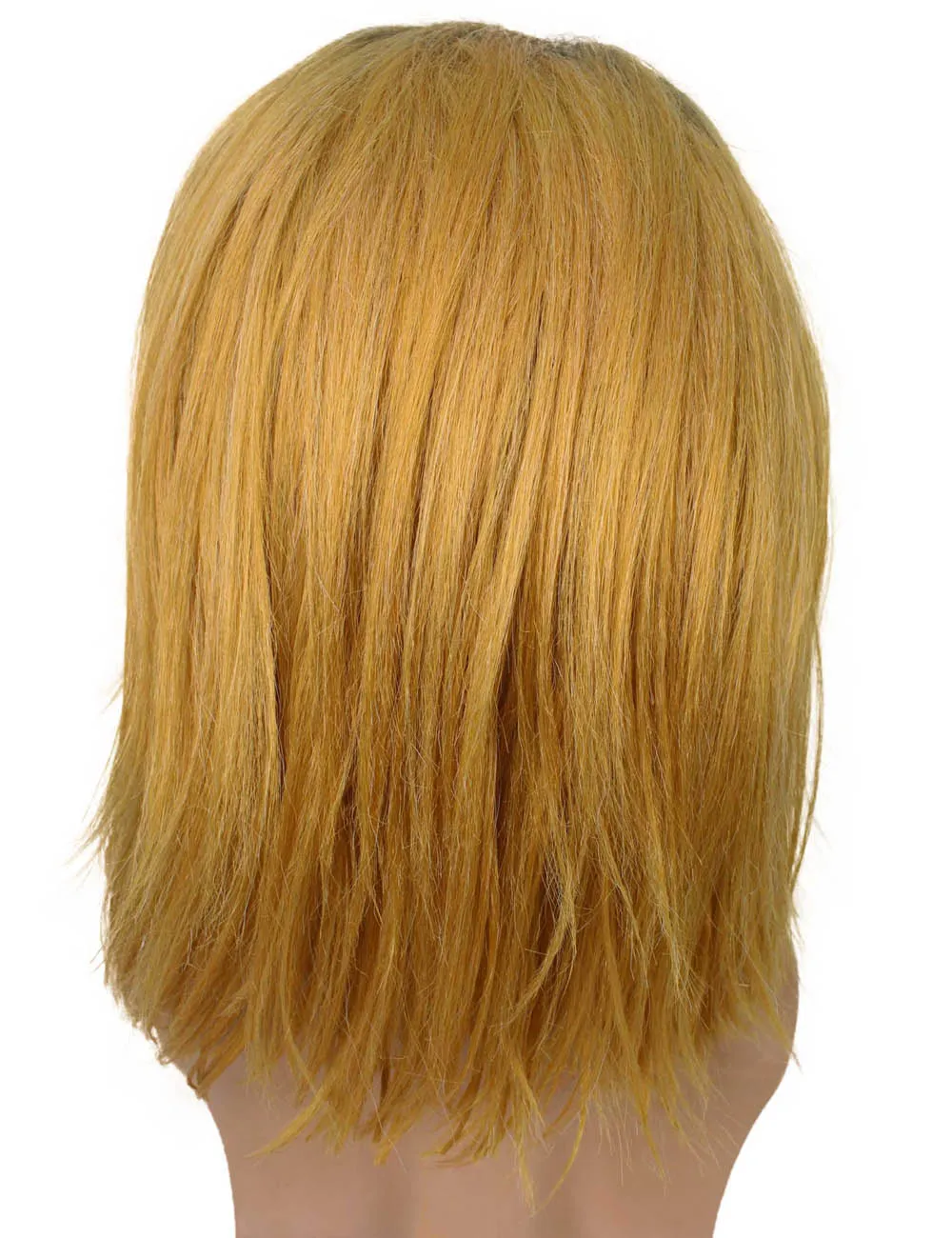 HPO Adult Men’s 90s Grunge Blonde and Black Dyed Roots Center-Parted Medium Wig