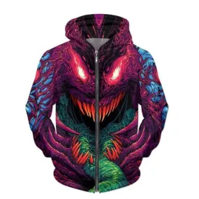 Hyper Beast 3D Print Psychedelic Hooded Sweatshirt