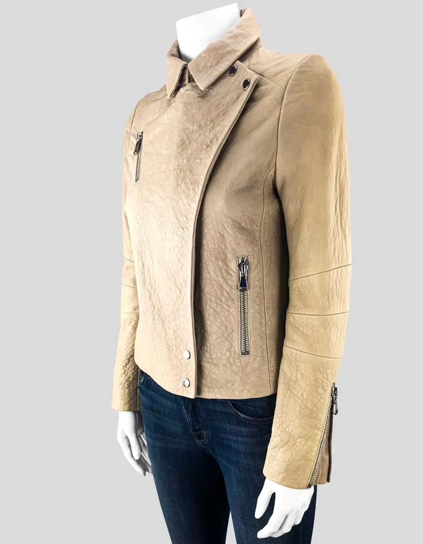 J. Brand Tan Leather Jacket Women X-Small