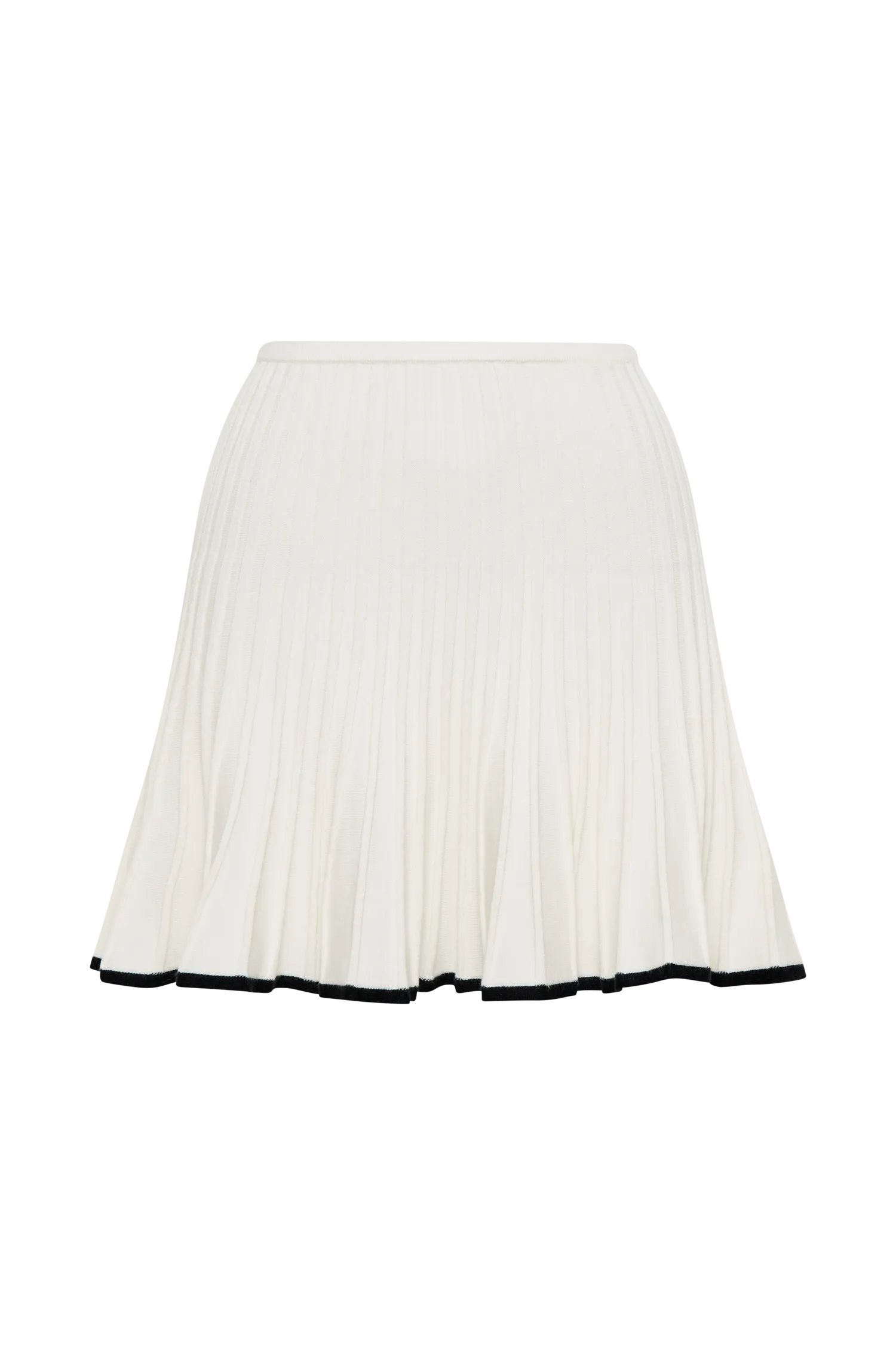 Jolene Contrast Pleated Knit Mini Skirt - White