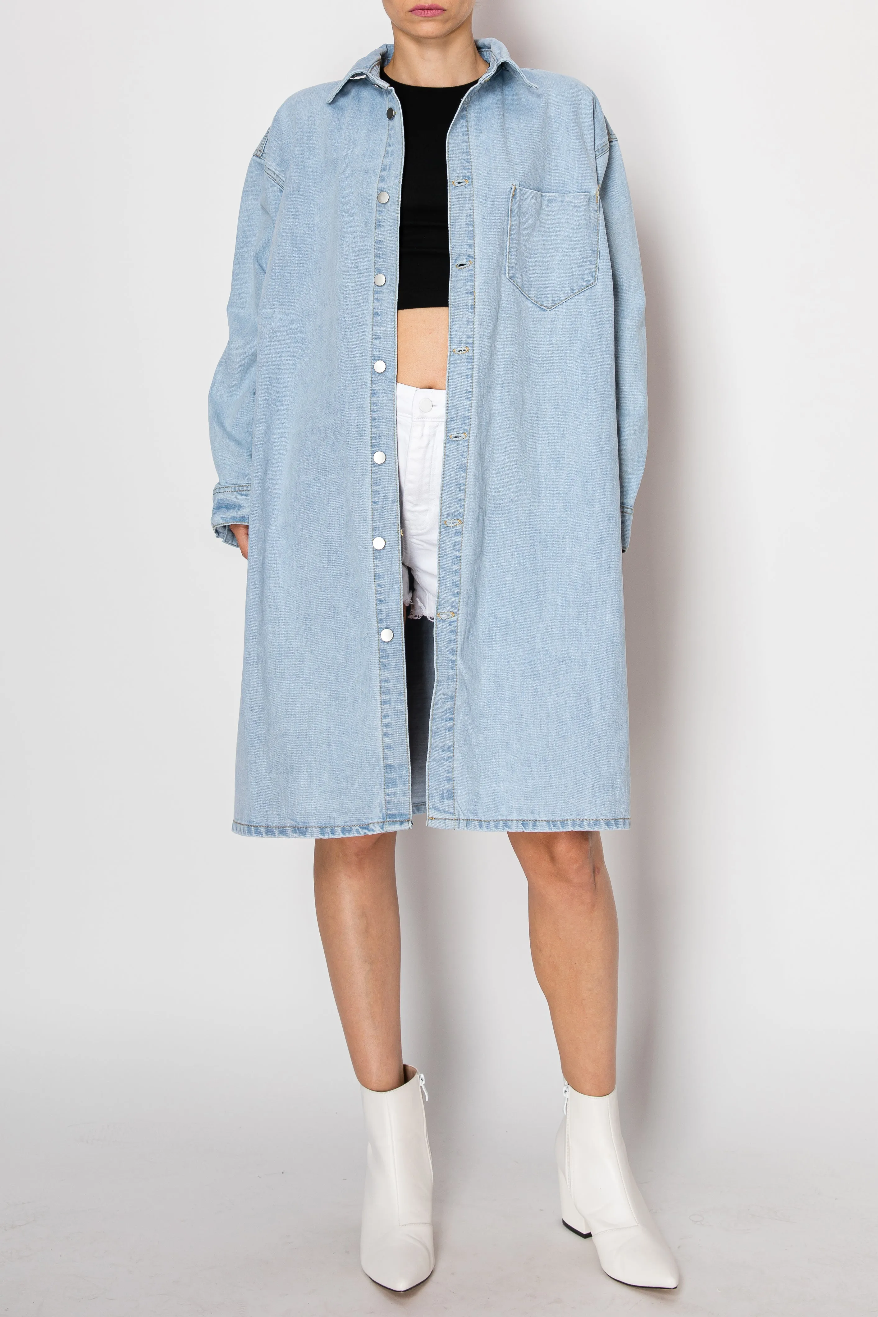 Juliette Back Tie Slit Denim Jacket (Light Wash)