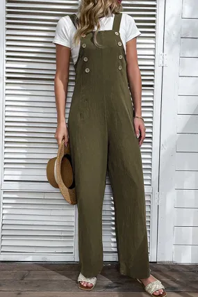 Jungle Green Solid Color Button Overall