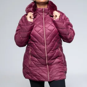 Ladies Maroon Puffer Jacket