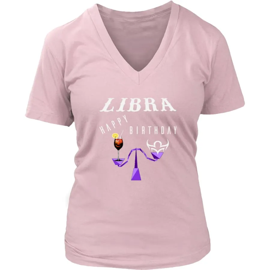 Libra Shirt Women V-Neck| Horoscope| Zodiac Libra Birthday Shirts (7 colors)