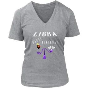 Libra Shirt Women V-Neck| Horoscope| Zodiac Libra Birthday Shirts (7 colors)