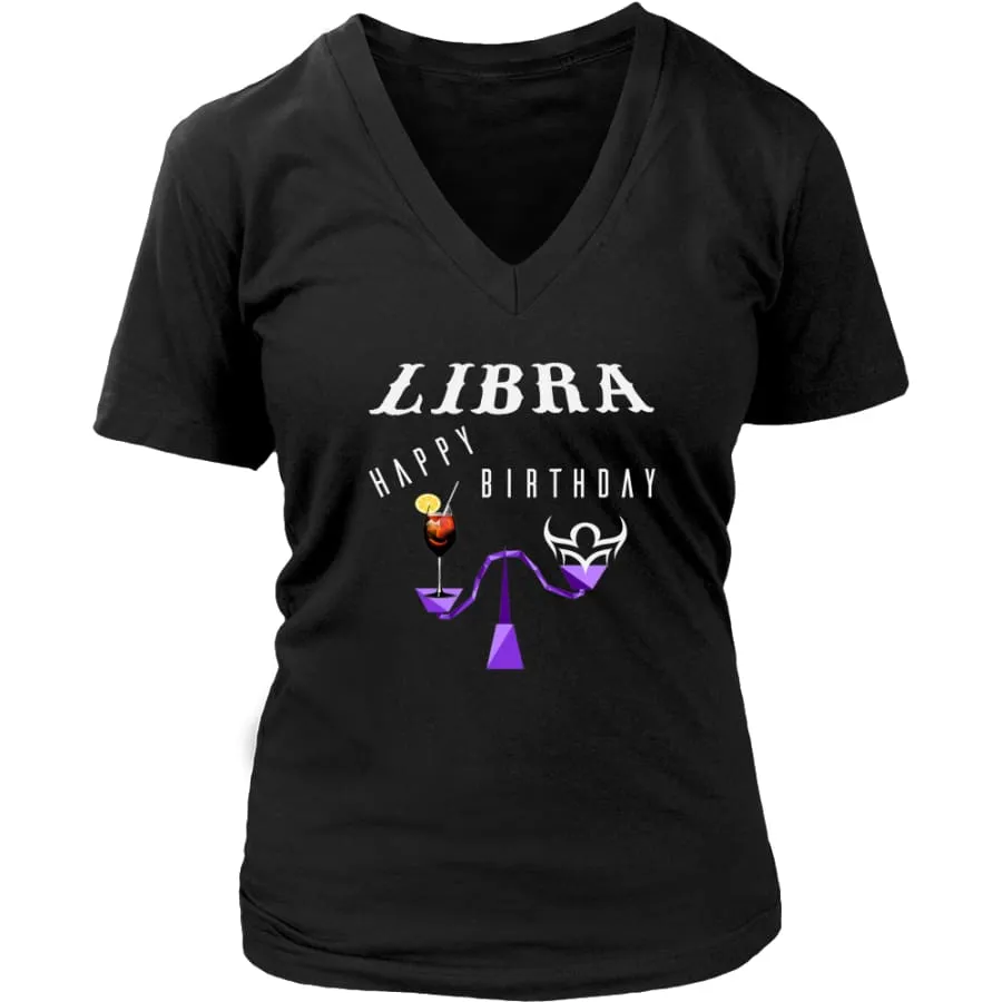 Libra Shirt Women V-Neck| Horoscope| Zodiac Libra Birthday Shirts (7 colors)