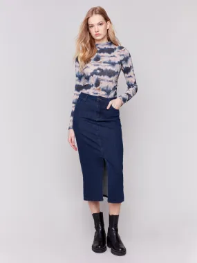 Long Denim Skirt - Blue Black