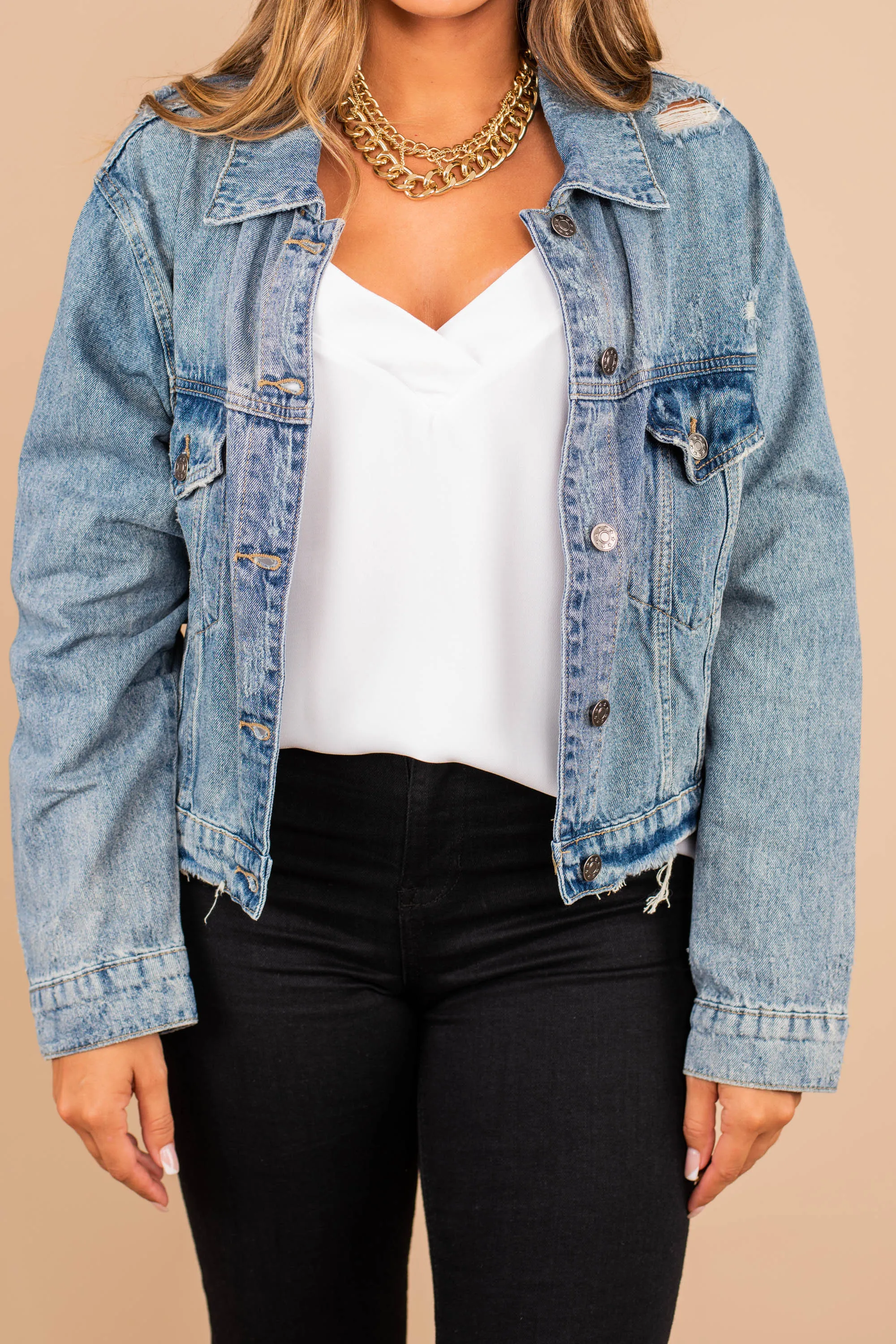 Make An Appearance Medium Wash Denim Jacket