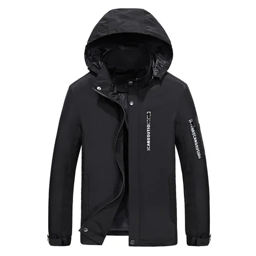 Mandarin Collar Hooded Slim Fit Jacket