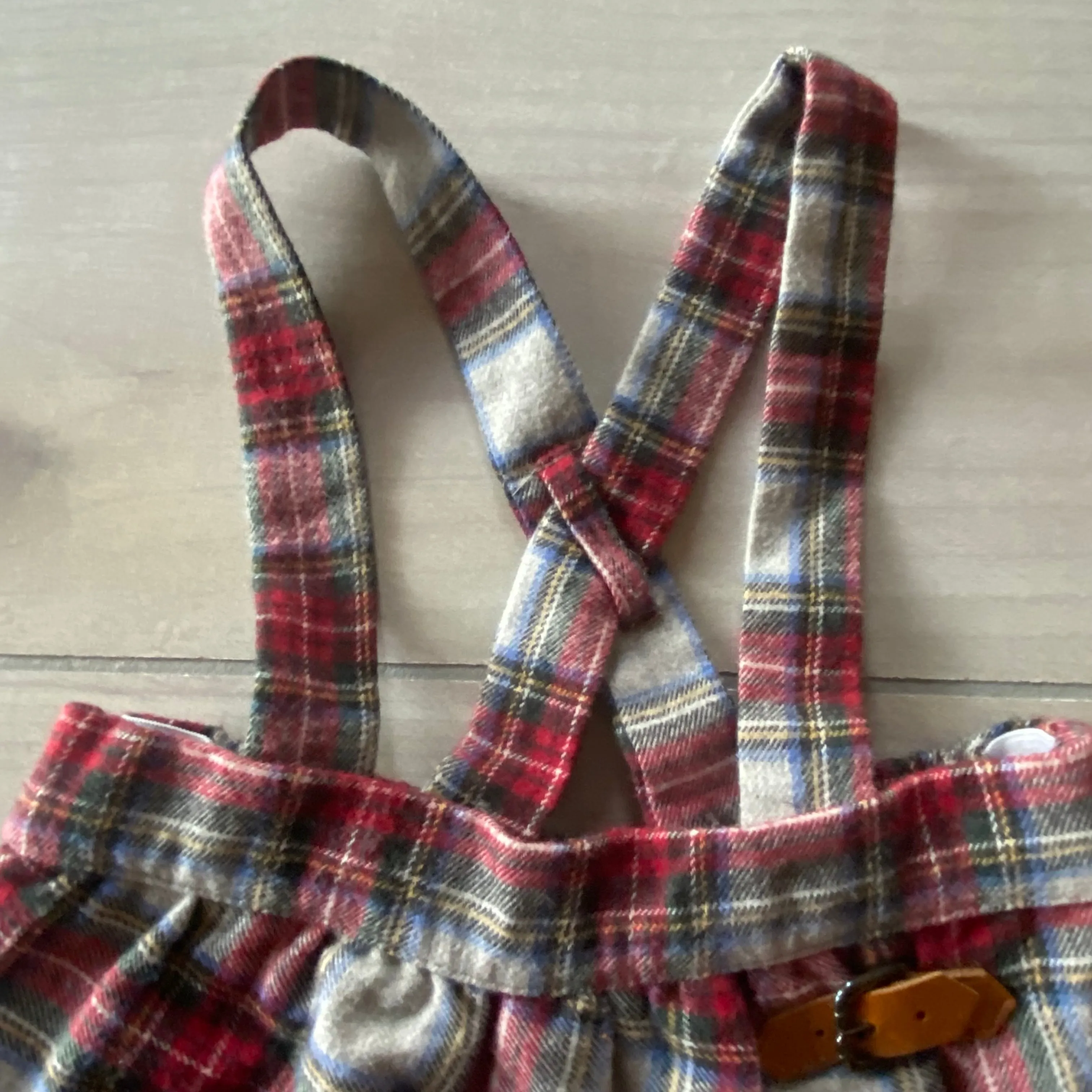 Mayoral Tartan Plaid Short Overall Romper