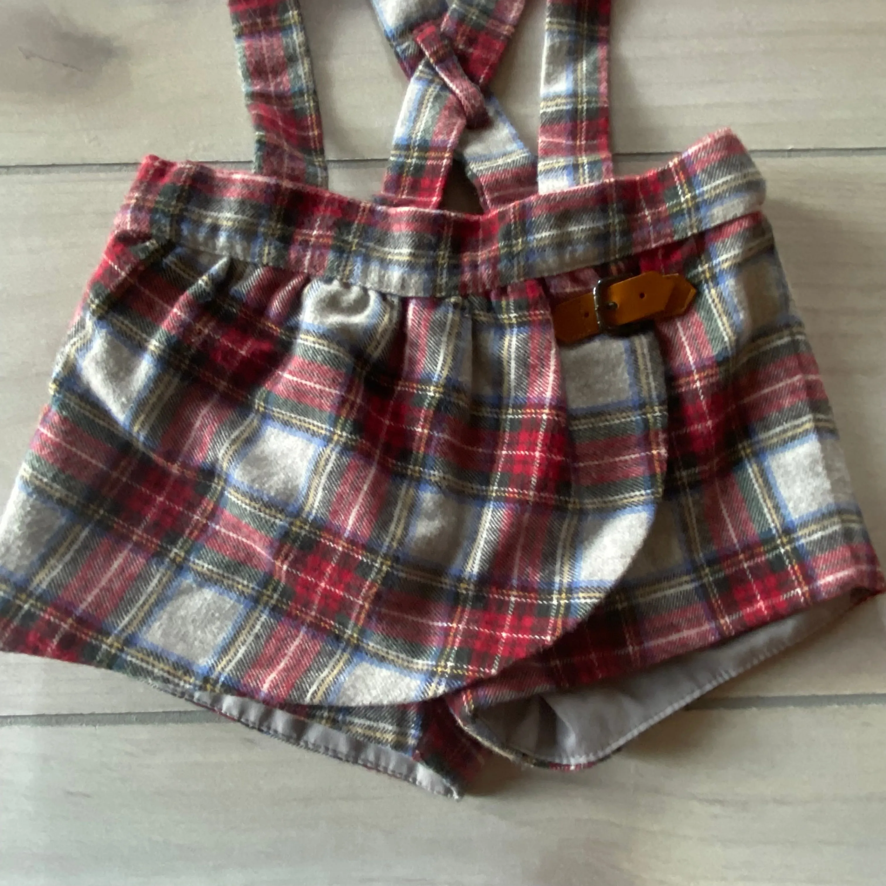 Mayoral Tartan Plaid Short Overall Romper