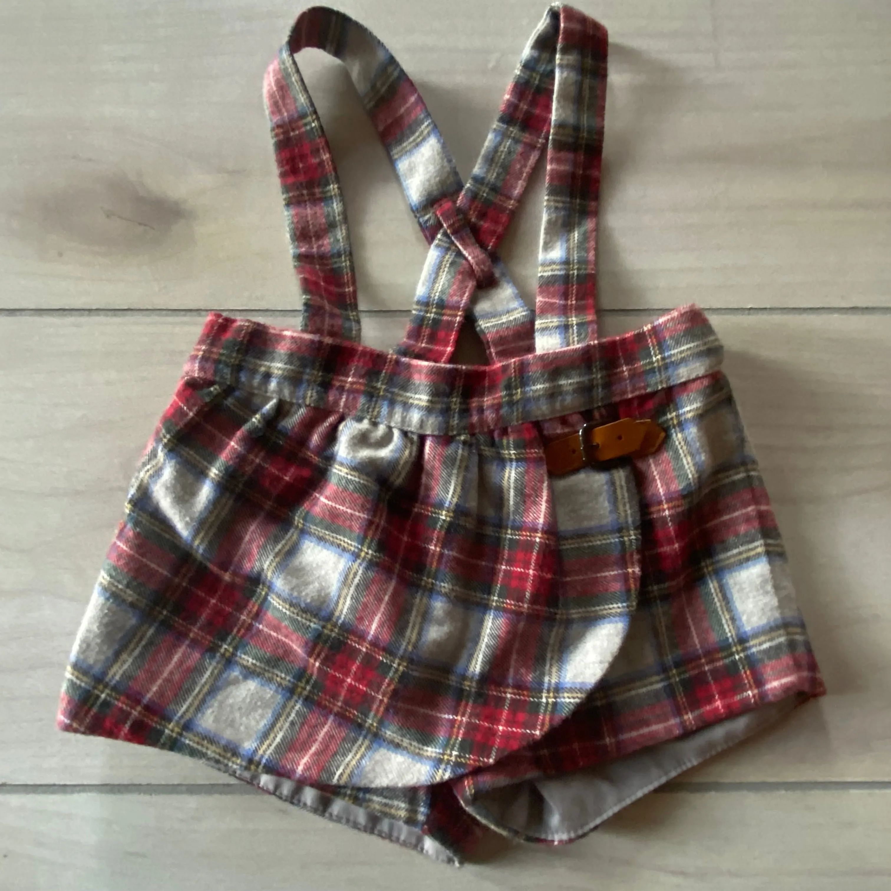 Mayoral Tartan Plaid Short Overall Romper