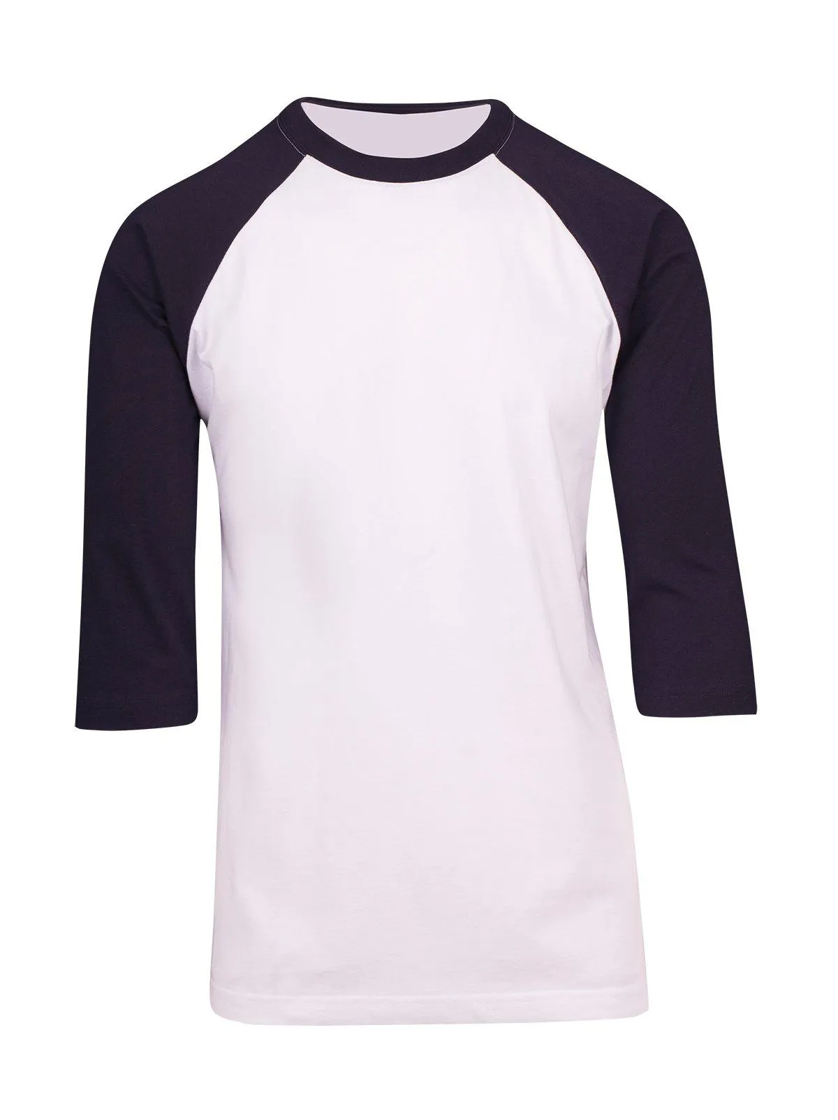 Mens 3/4 Sleeve Raglan Tee - White/Navy