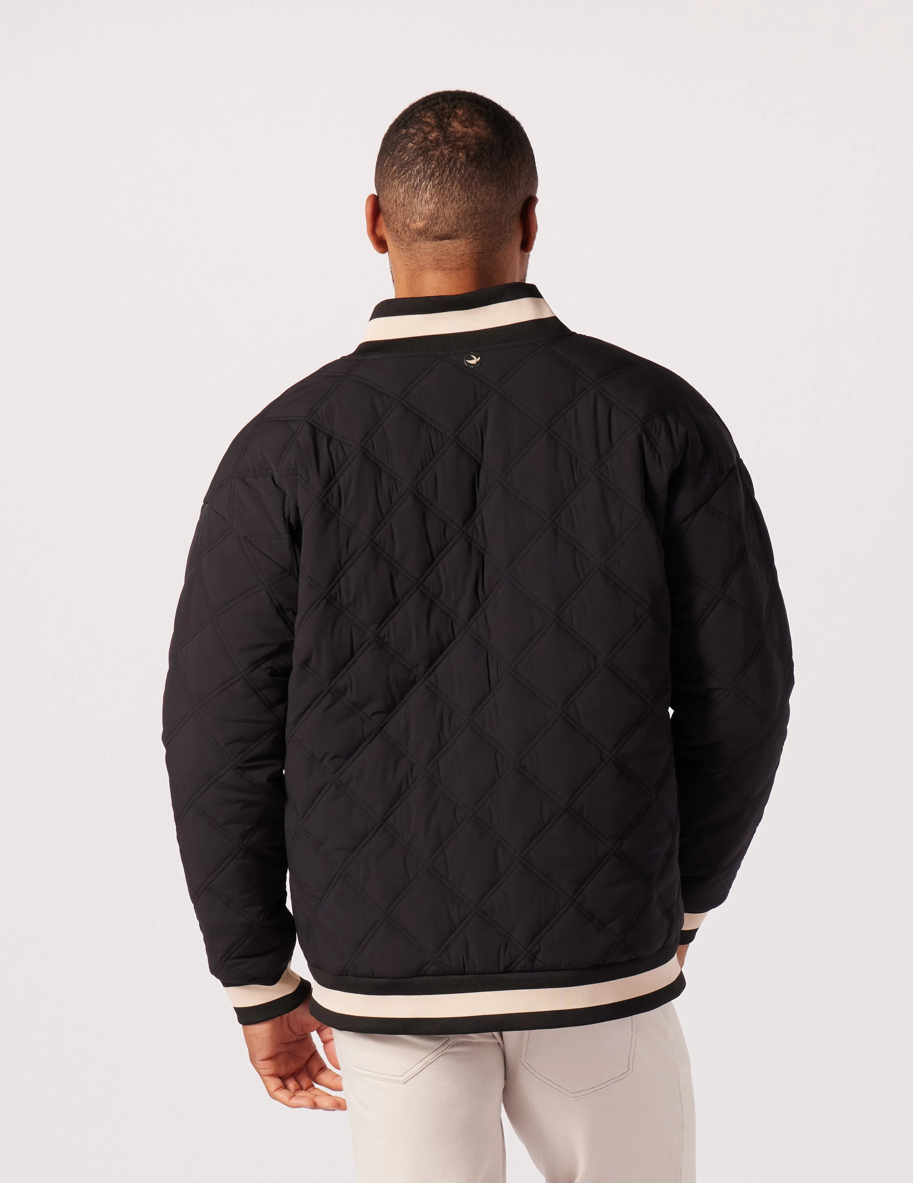 Men's Varsity Jacket: Black/Oamilk