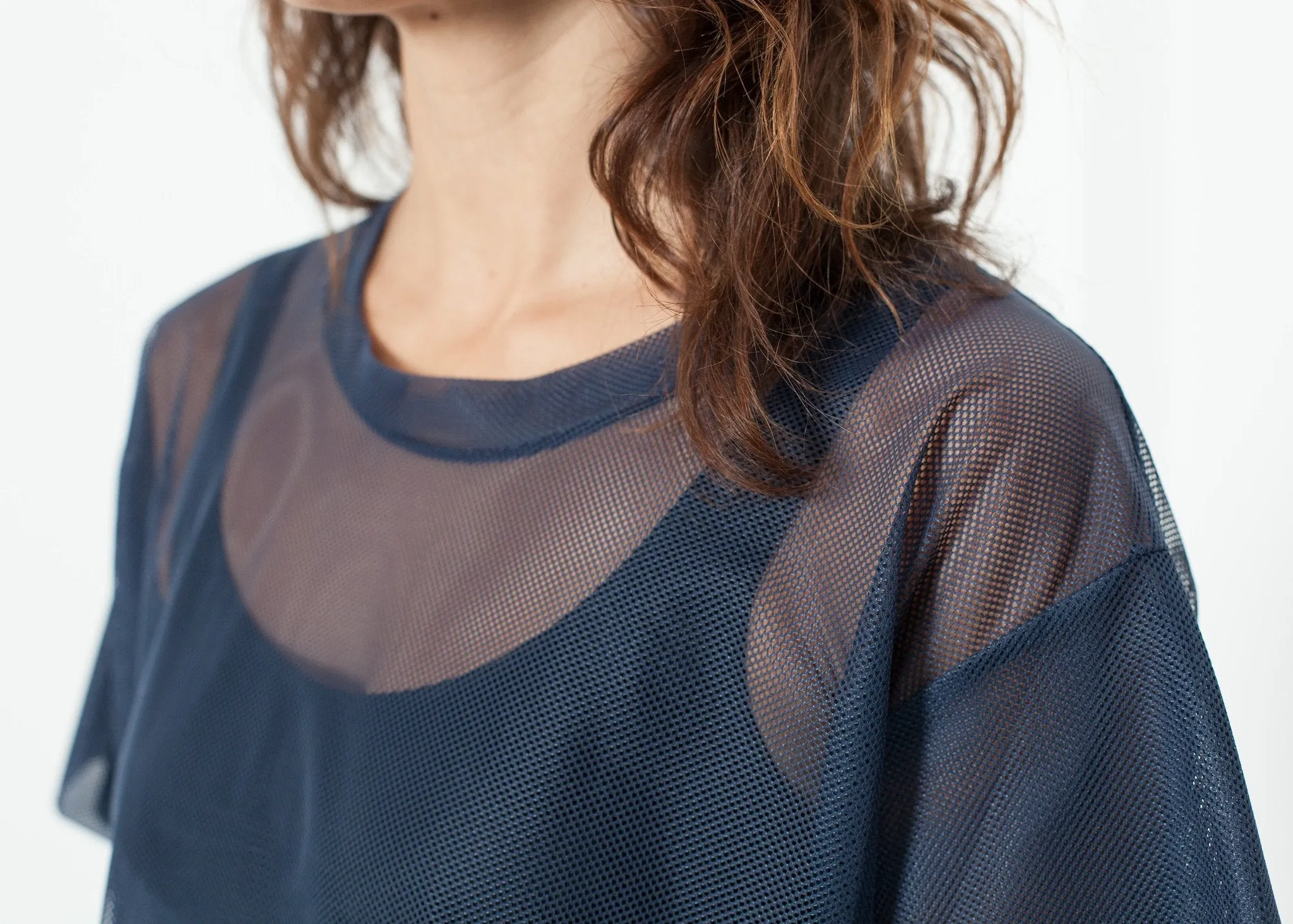 Mesh Over Tee in Navy