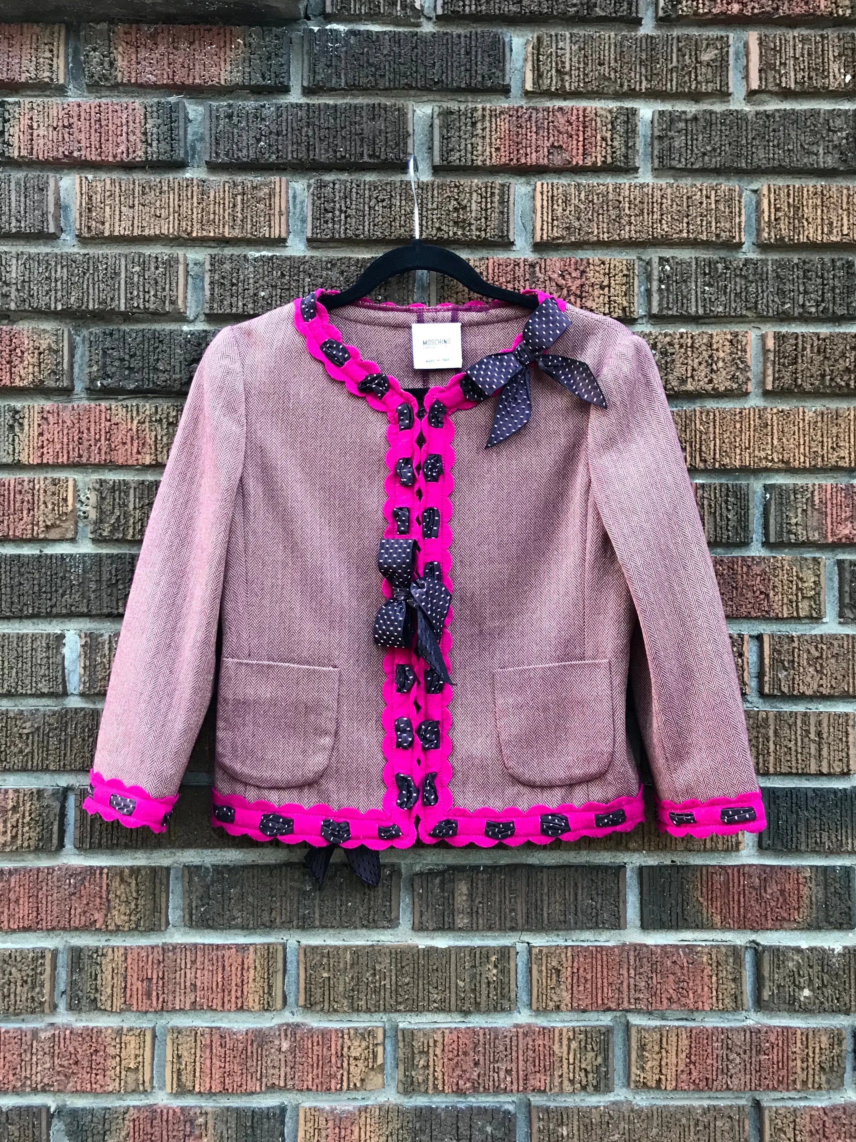 MOSCHINO CHEAP AND CHIC Tweed Velvet Trim Jacket