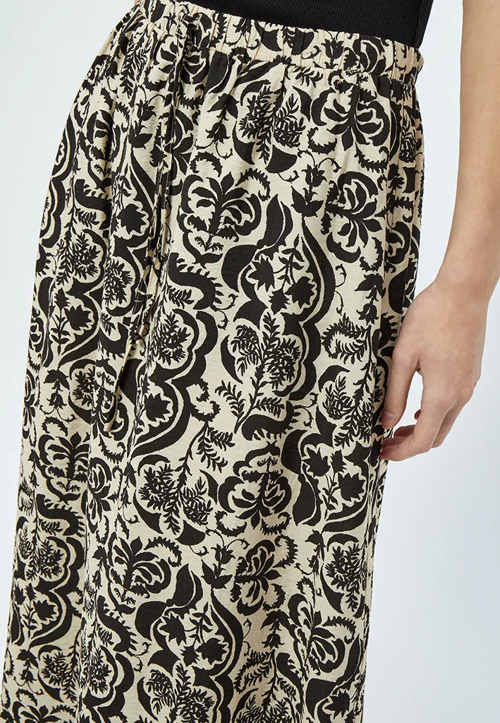 MSLizia Midi Skirt - Sand Gray Print