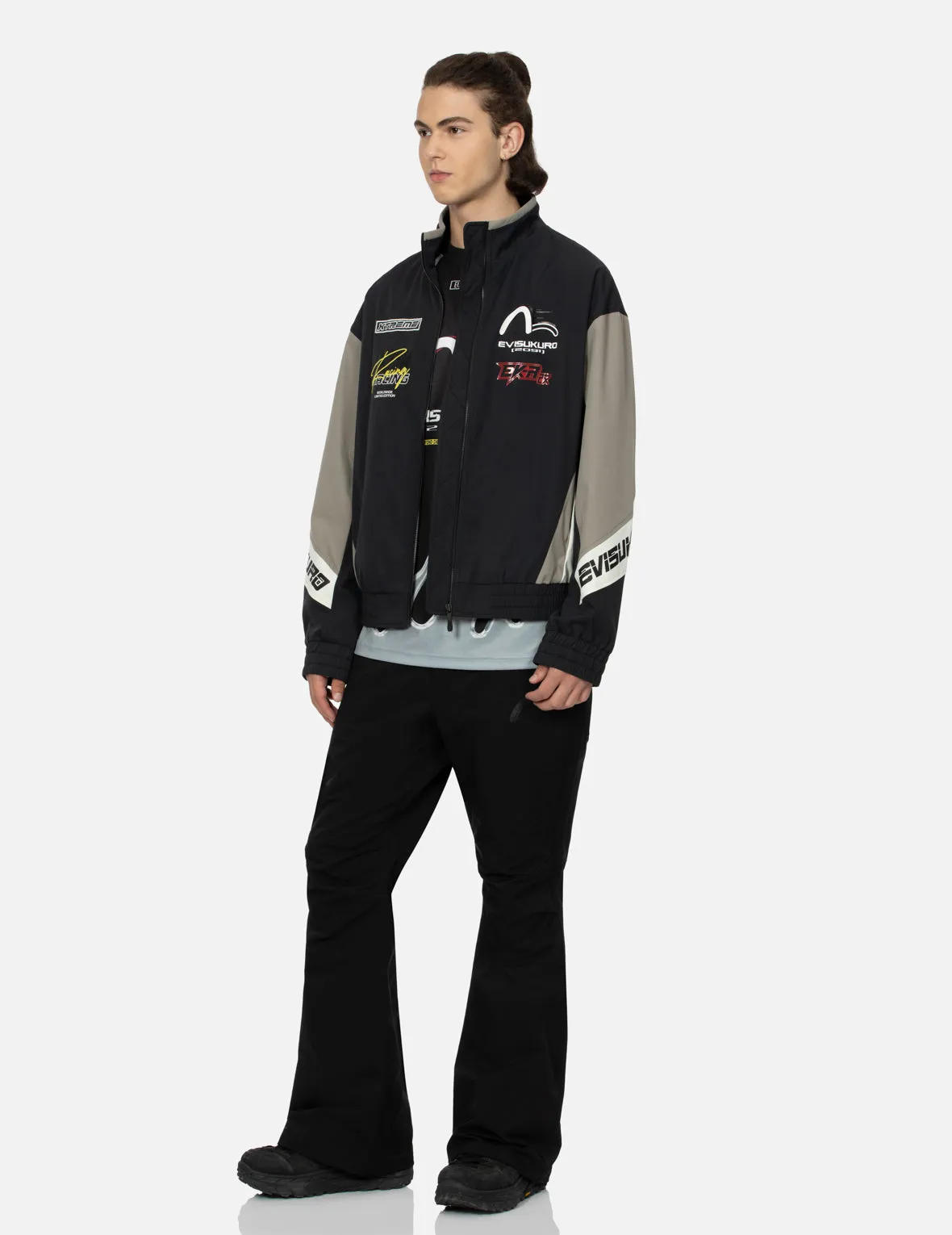 Multi-Logo Print Fashion Fit Racing Jacket