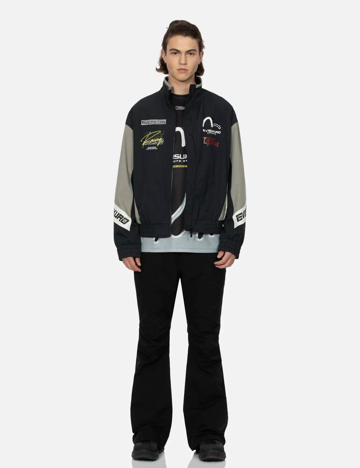 Multi-Logo Print Fashion Fit Racing Jacket