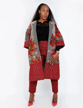 New In Embellished Kolia African Ankara Combo Print Midi Jacket (matching Trouser sold separately)