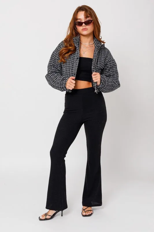 NYC Ready Tweed Crop Puffer Jacket