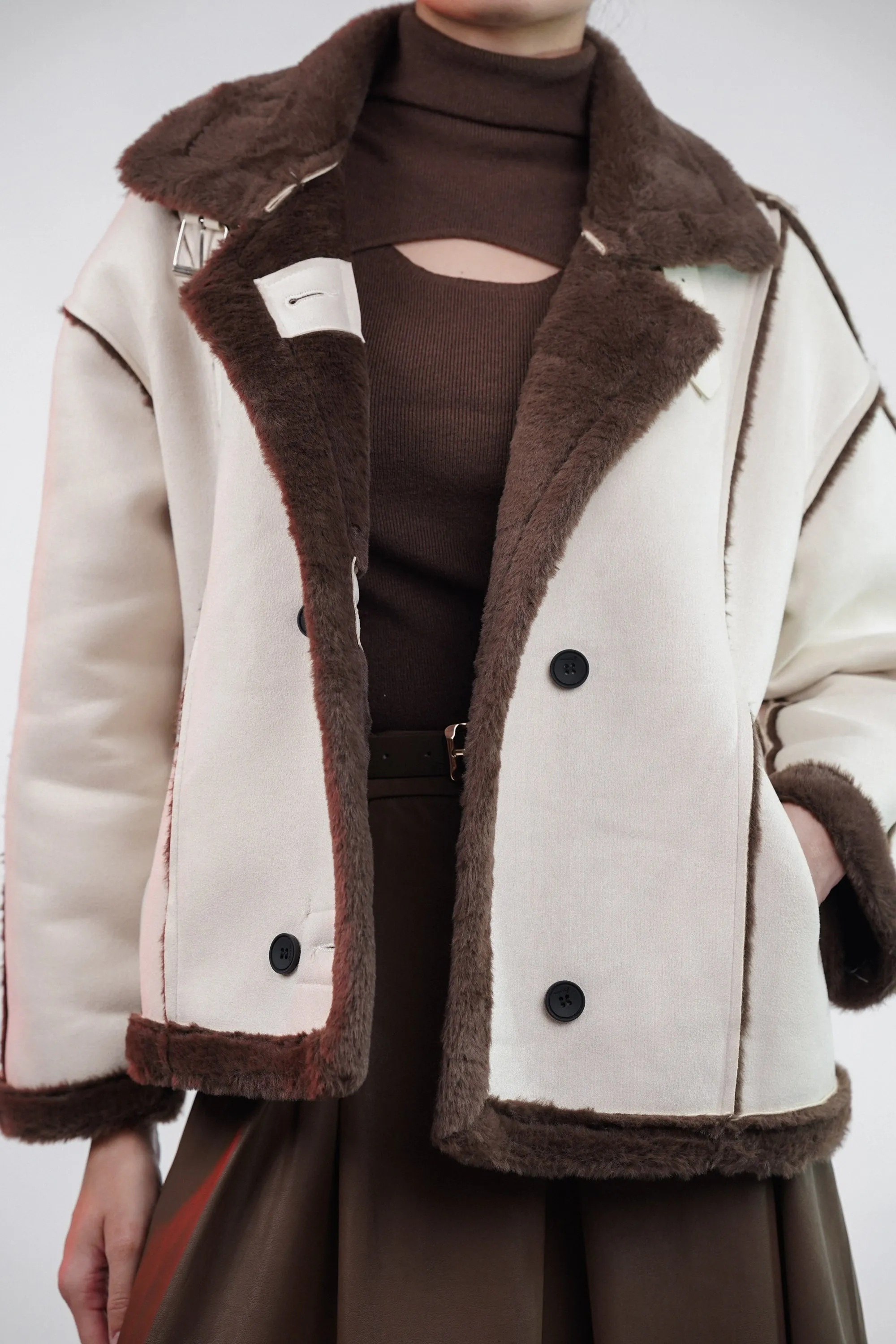 Oat Silk Brown Fur Jacket