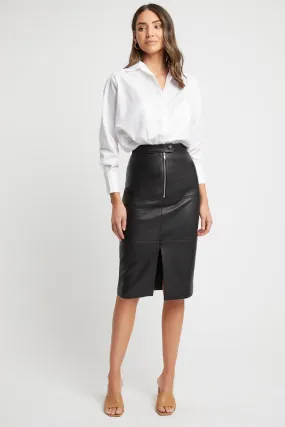 Pascale Leather Midi Skirt