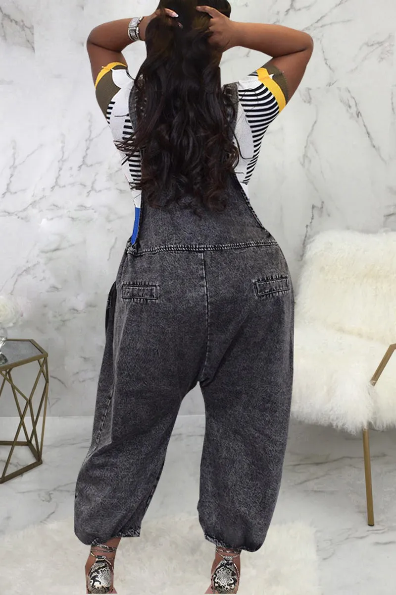 PE739 Denim Oversize Overall Pants