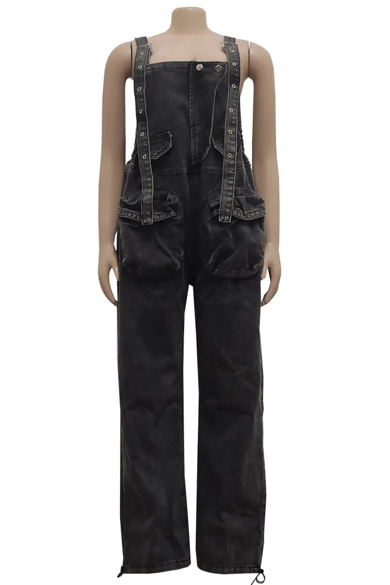 PE739 Denim Oversize Overall Pants