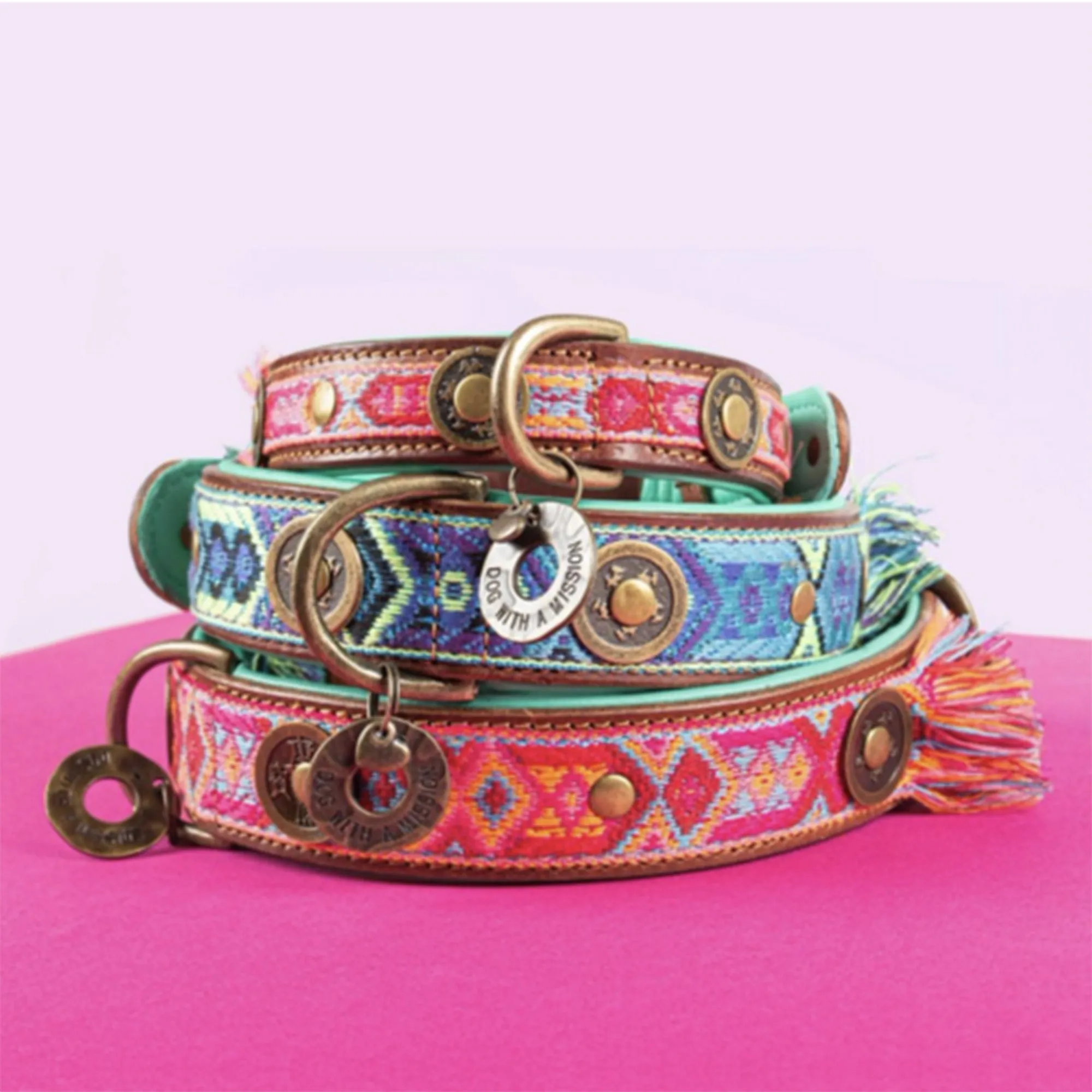 Pink Boho Rosa Dog Collar - Dog with a Mission