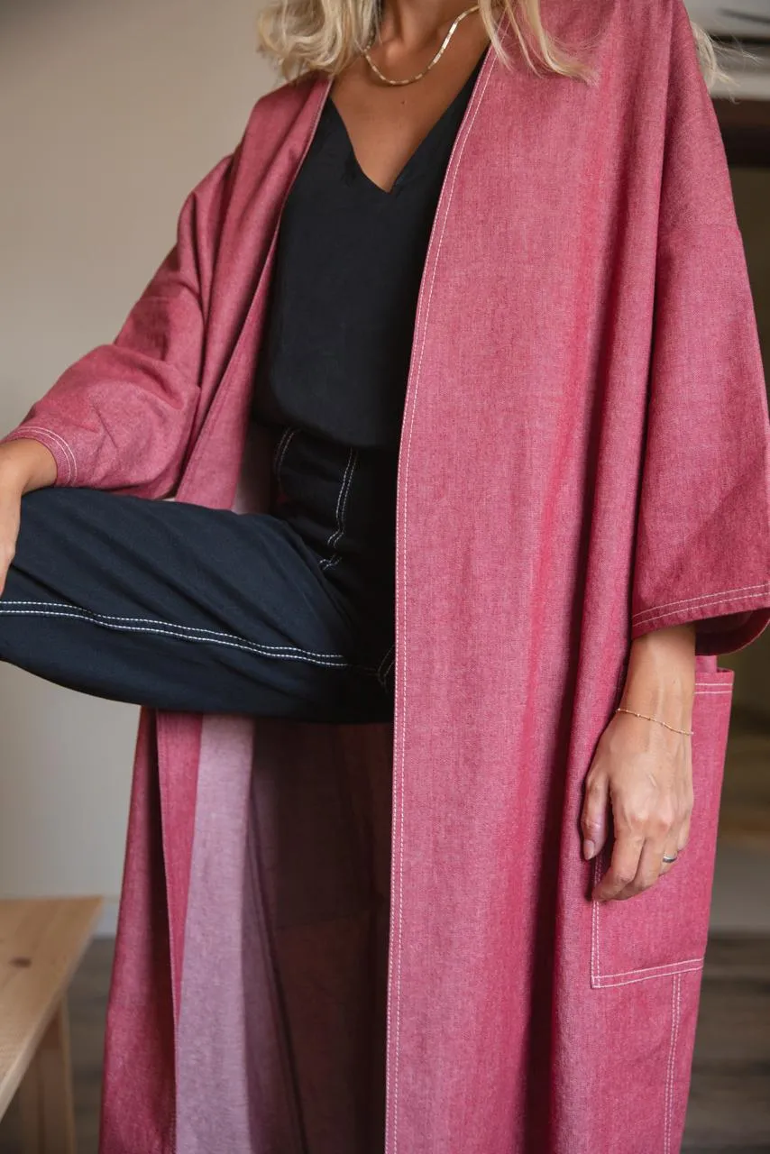 Pink Denim Jacket Abaya