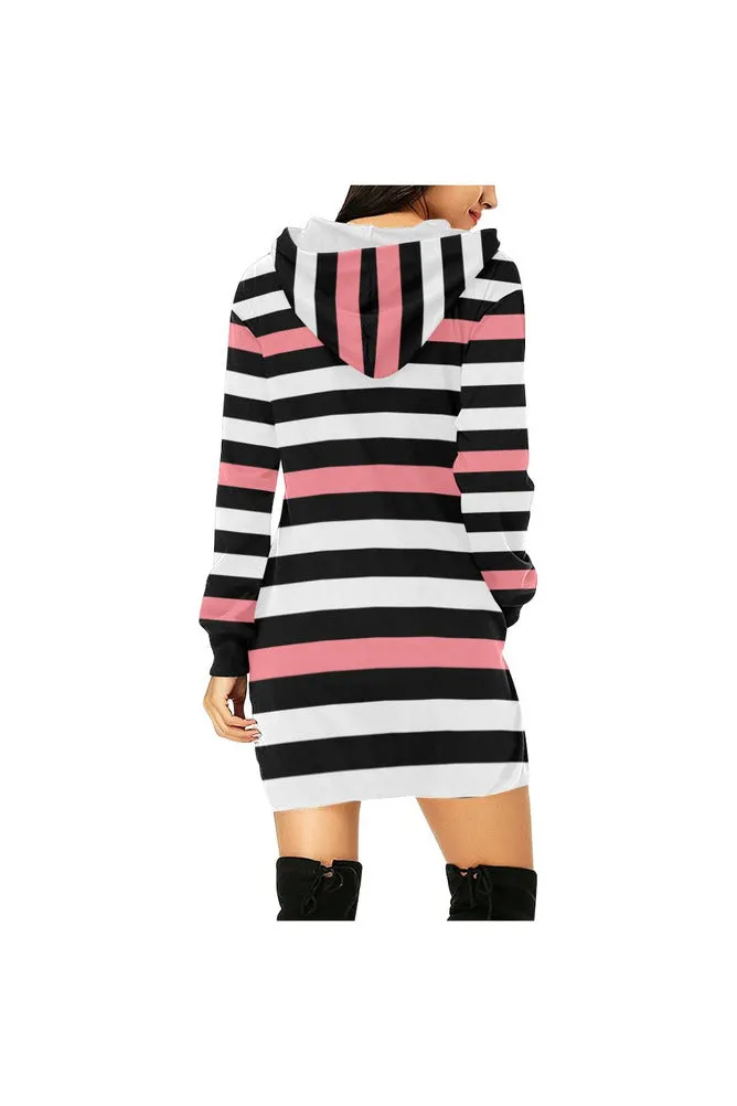 PINK stripe All Over Print Hoodie Mini Dress