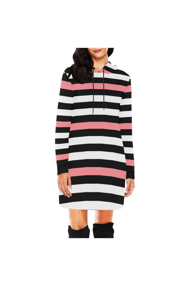 PINK stripe All Over Print Hoodie Mini Dress