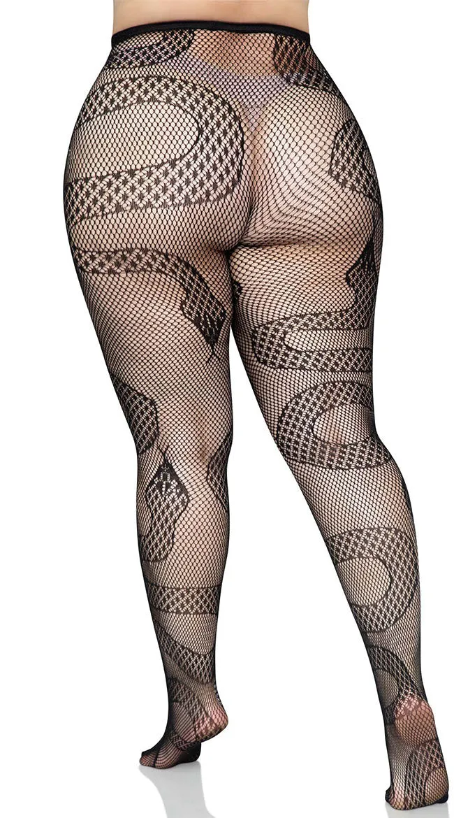 Plus Size Snake Fishnet Tights