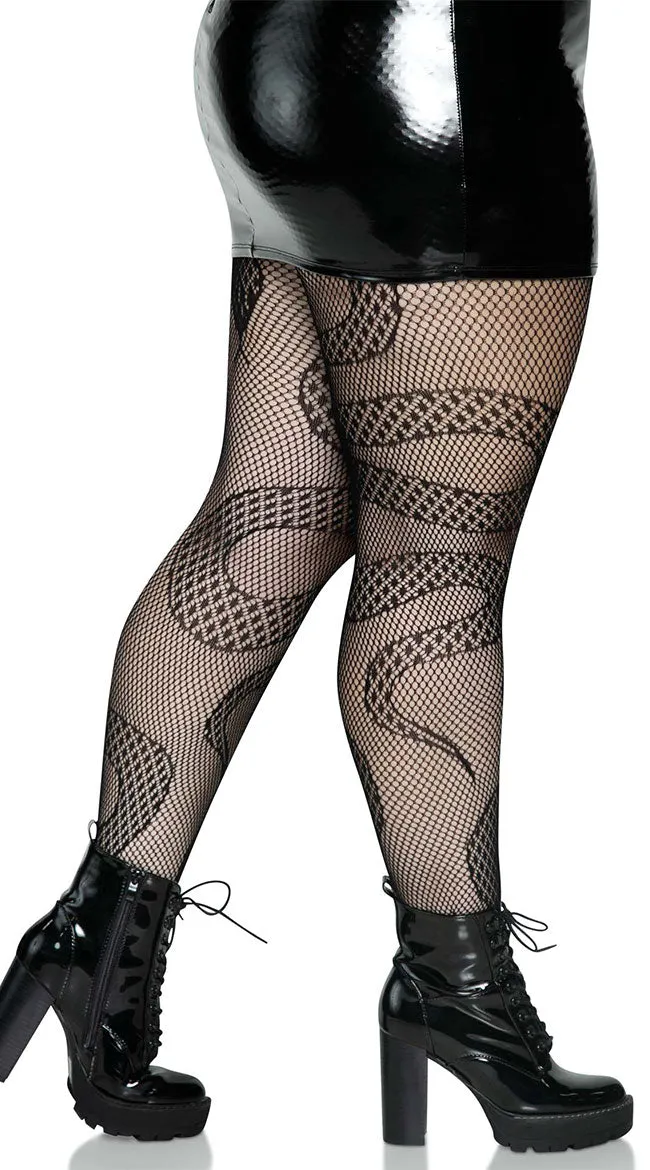 Plus Size Snake Fishnet Tights