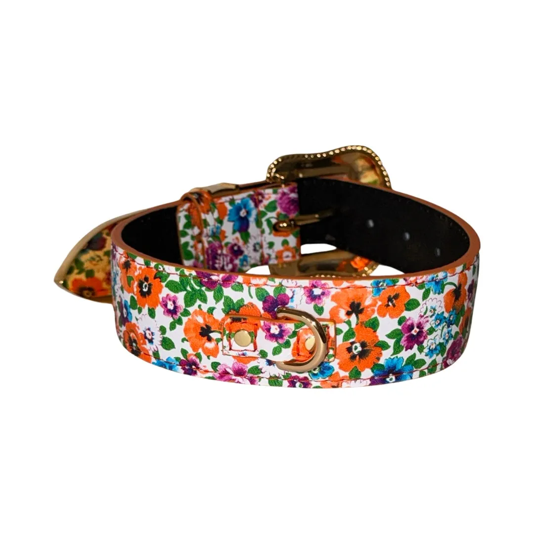 Poppy & Pansy Italian Leather Collar With Our Custom Swarovski Crystal Buckle