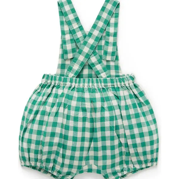 Purebaby Linen Blend Overall - Palm Gingham