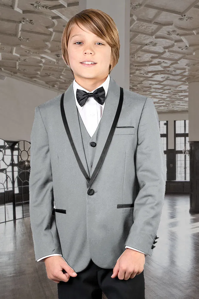 "Genova" Kids Grey Shawl Tuxedo (5-Piece Set)