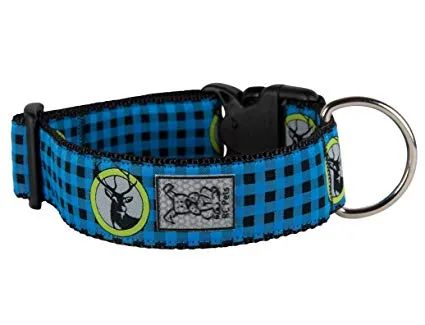 RC Pets - Wide Clip Collar - Blue Buffalo Plaid Medium