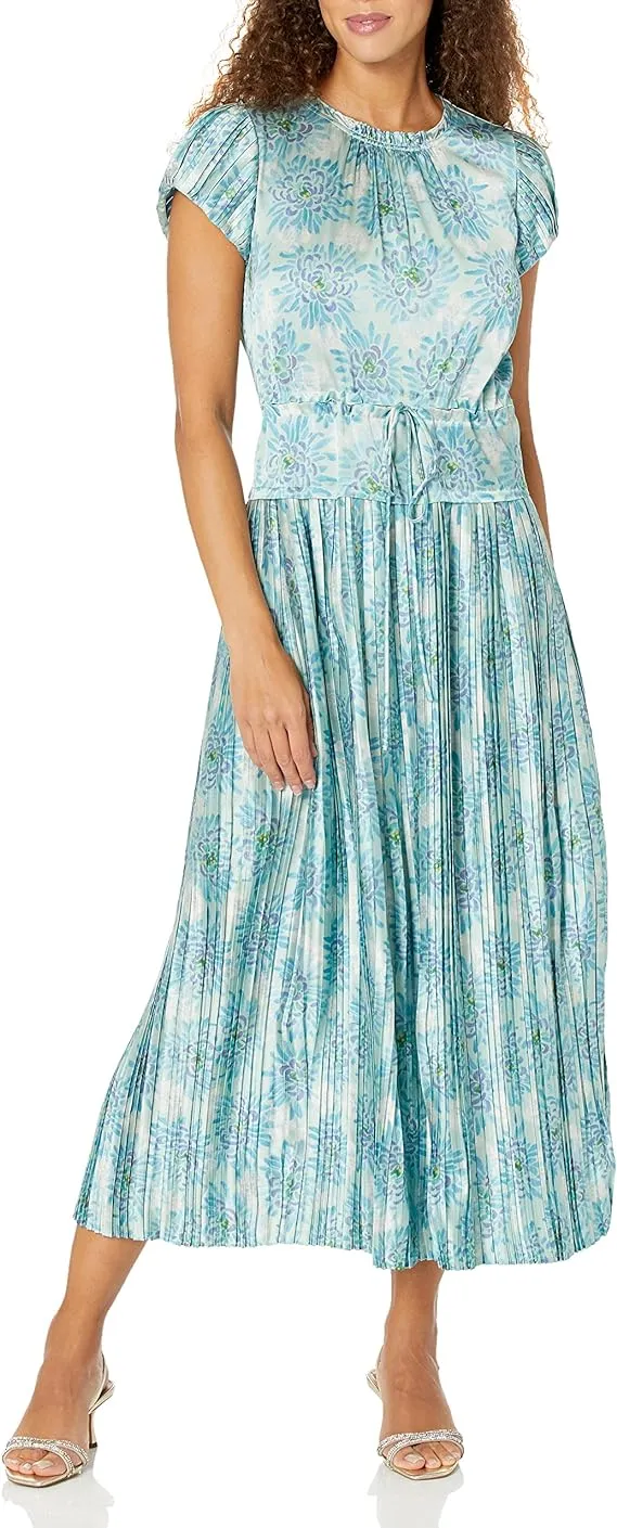 Rebecca Taylor Astera Fleur Pleated Midi Dress