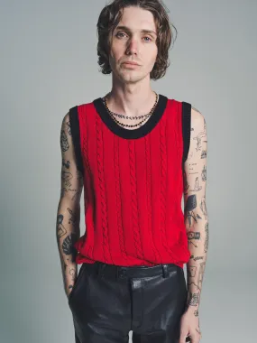 Red Cable Knit Tank Top