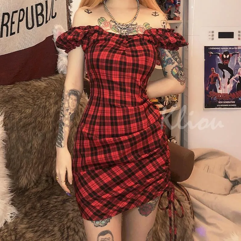 Red Plaid Mini Dress