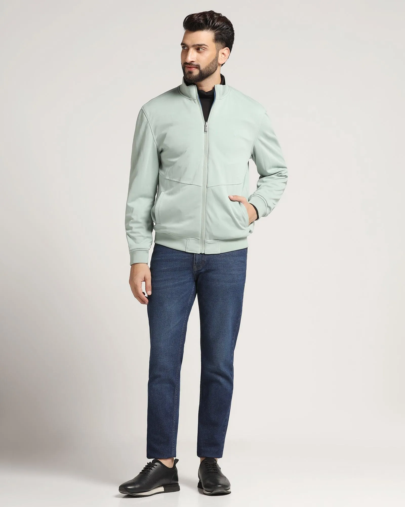 Reversible Blue Solid Zipper Jacket - Kevin