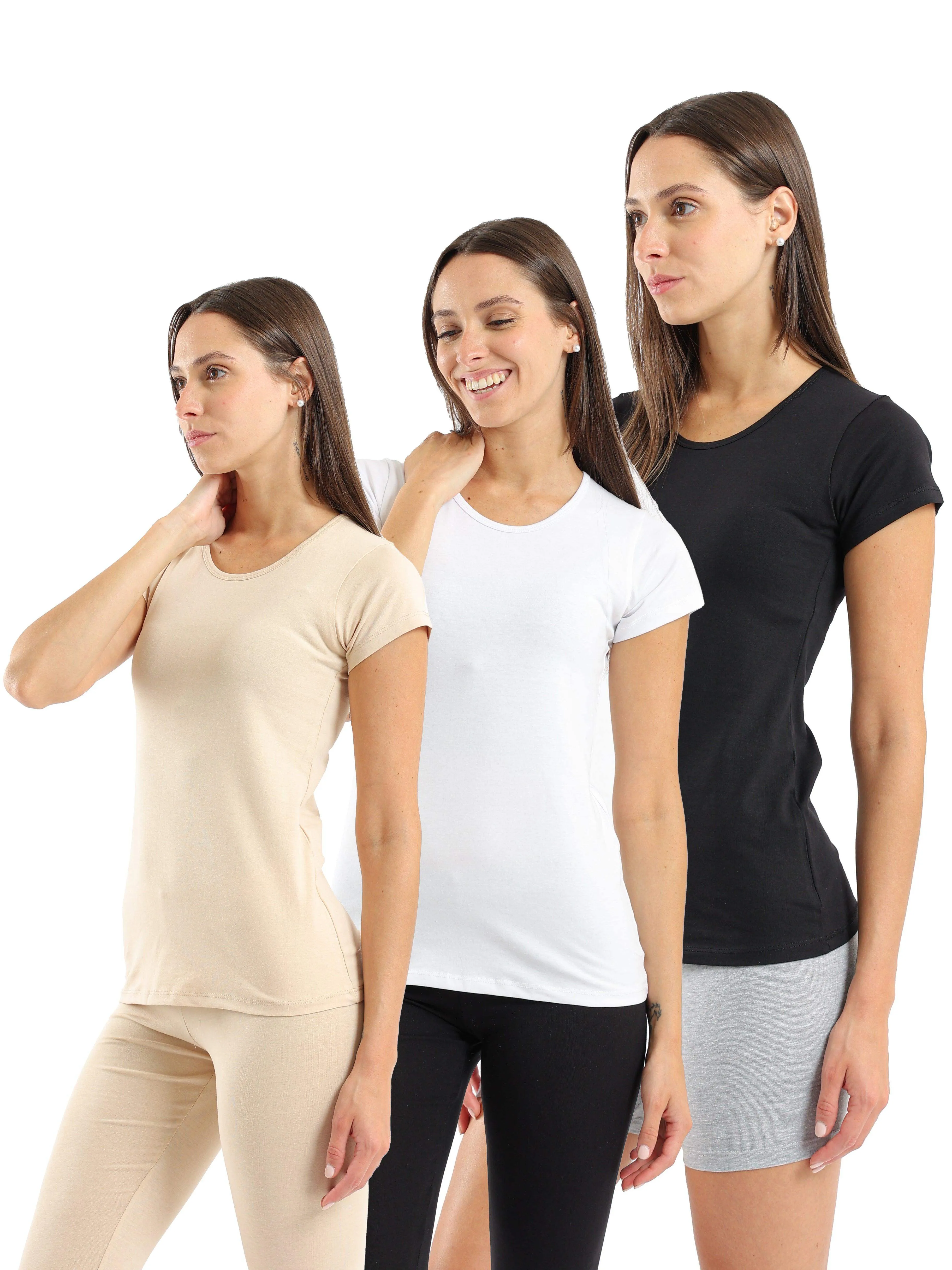 Round Neck Short Sleeves Top - Pack of 3