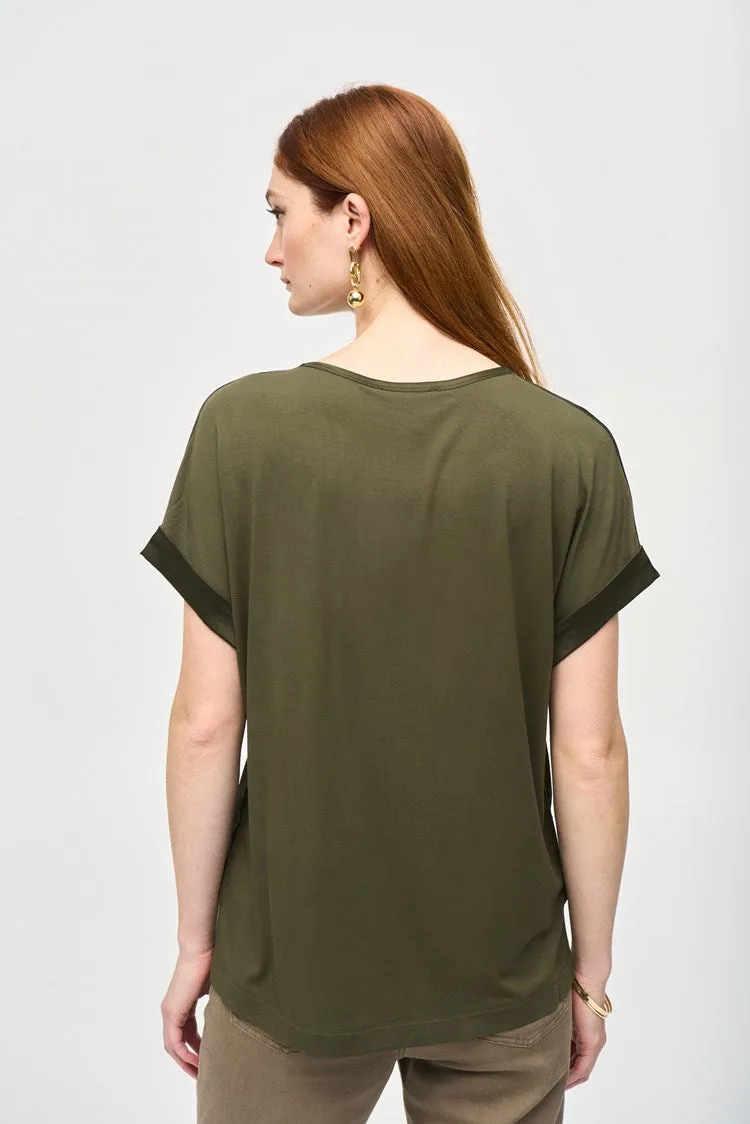 Satin Front Short Sleeve Top