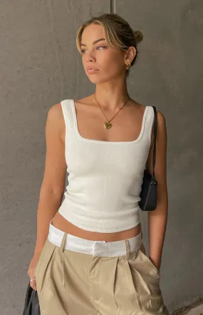 Saturn Cream Panelled Knit Tank Top